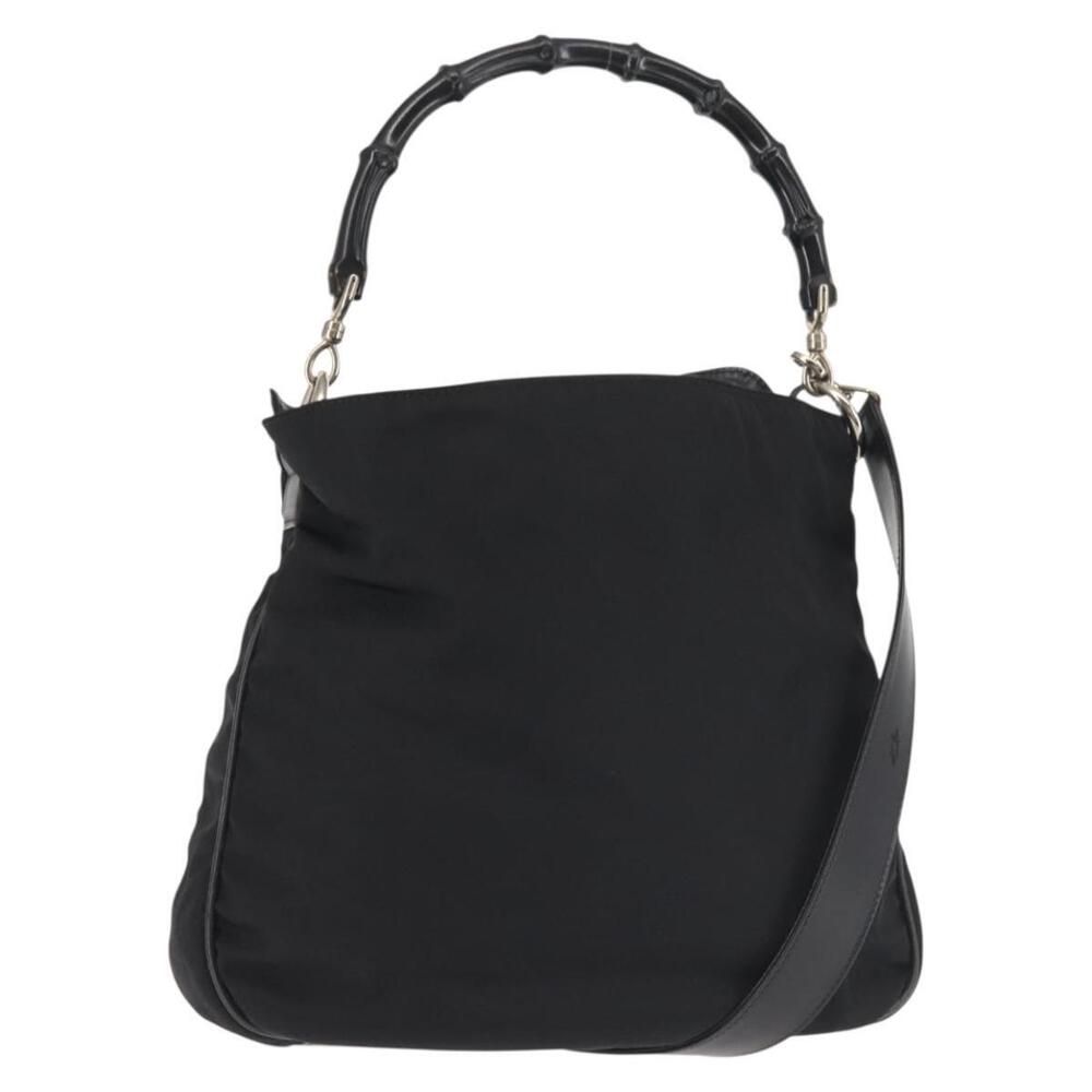 GUCCI Bamboo Hand Bag Canvas 2way Black Silver 001 1638 1705 Auth 142542 - Picture 1 of 16